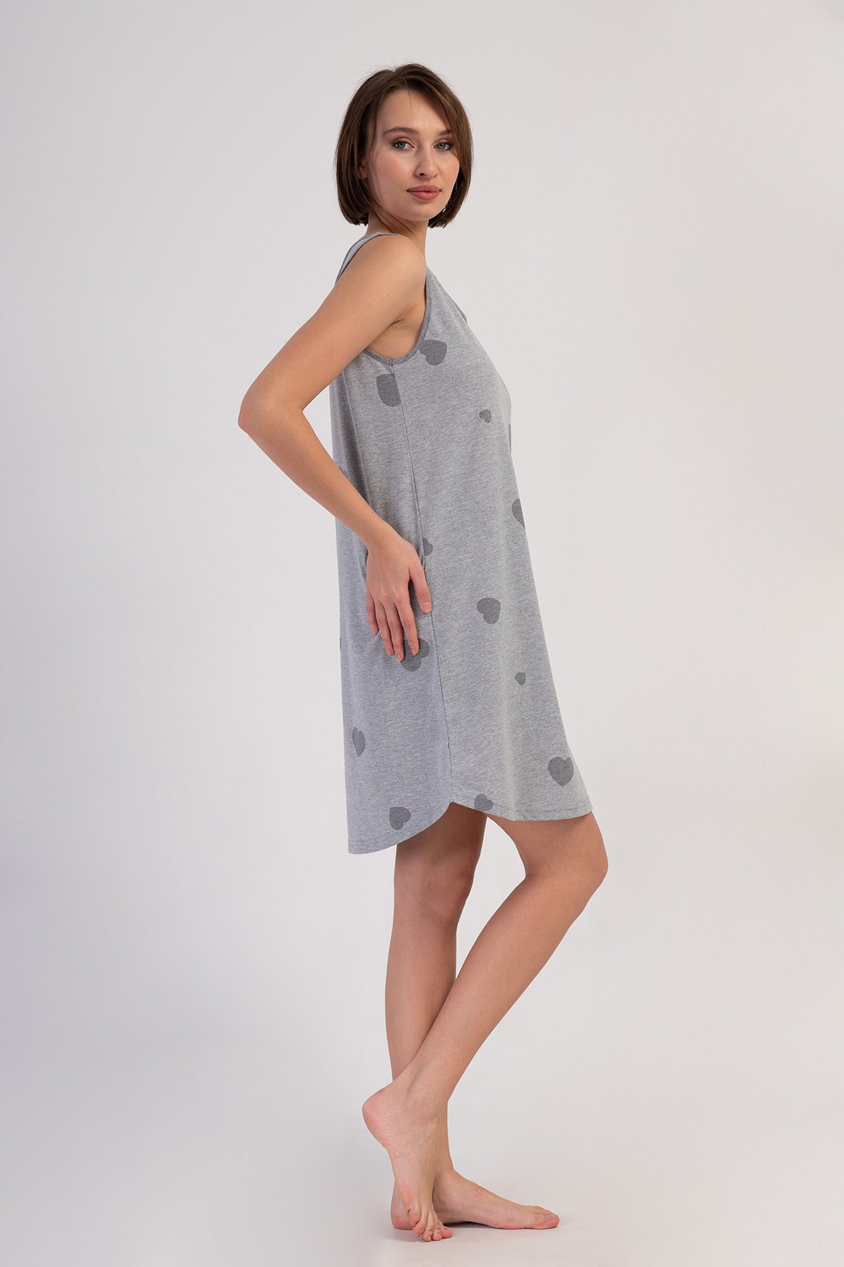 KADIN P.SUPREM O YAKA GENIS ASKILI ETEGI OVAL TUNIK - GRAY MELANGE