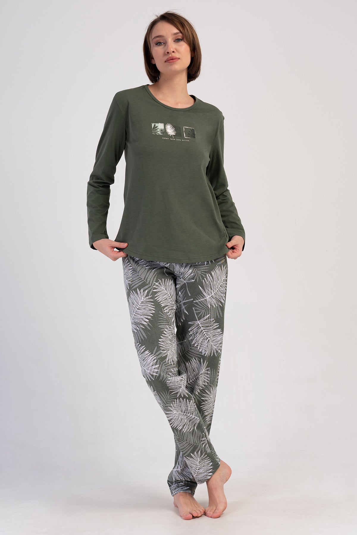 KADIN P.SUPREM O YAKA UZUN KOL ETEGI OVAL PIJAMA TAKIM - MEADOW