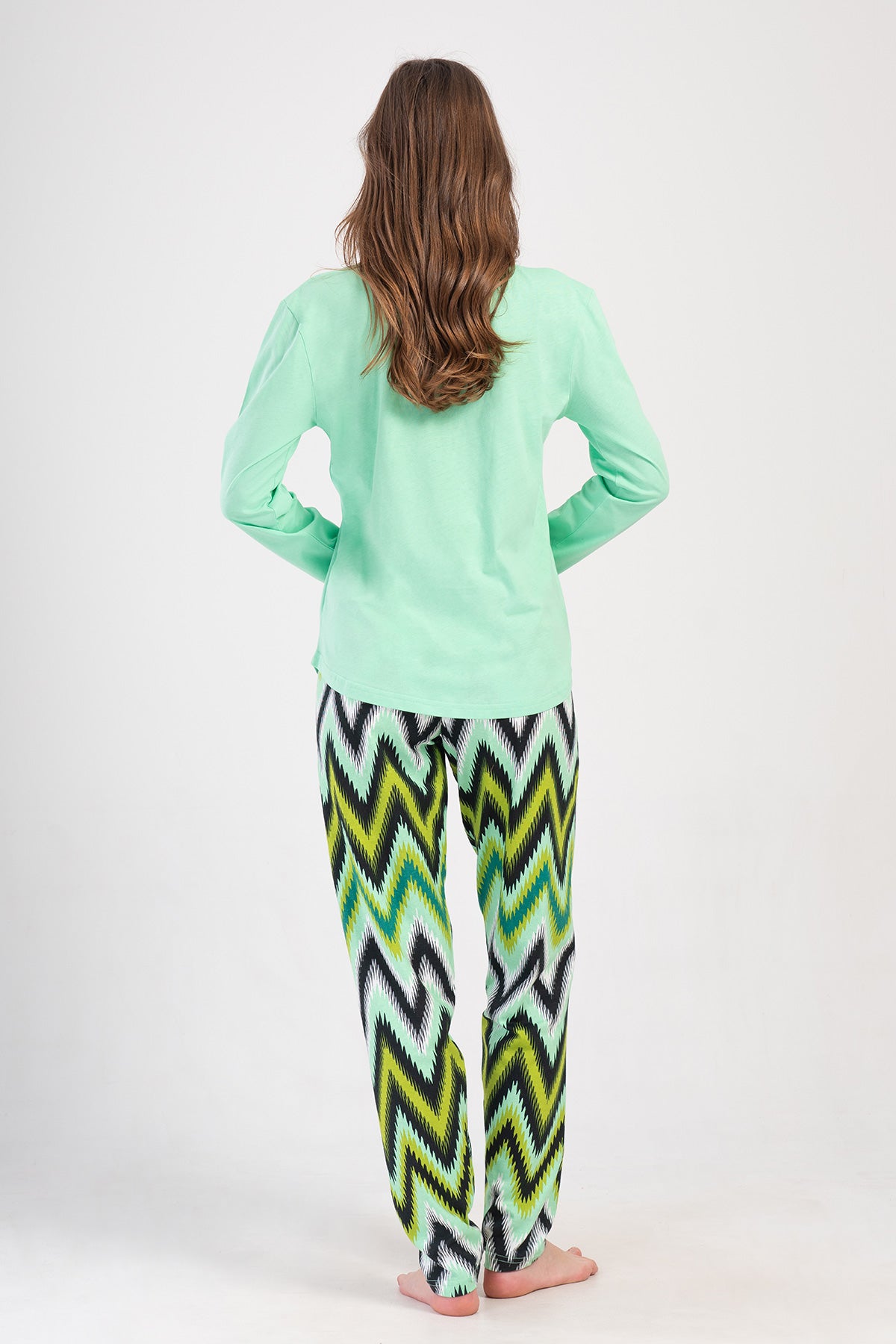 KADIN P.SUPREM O YAKA UZUN KOL ETEGI OVAL PIJAMA TAKIM - MINT