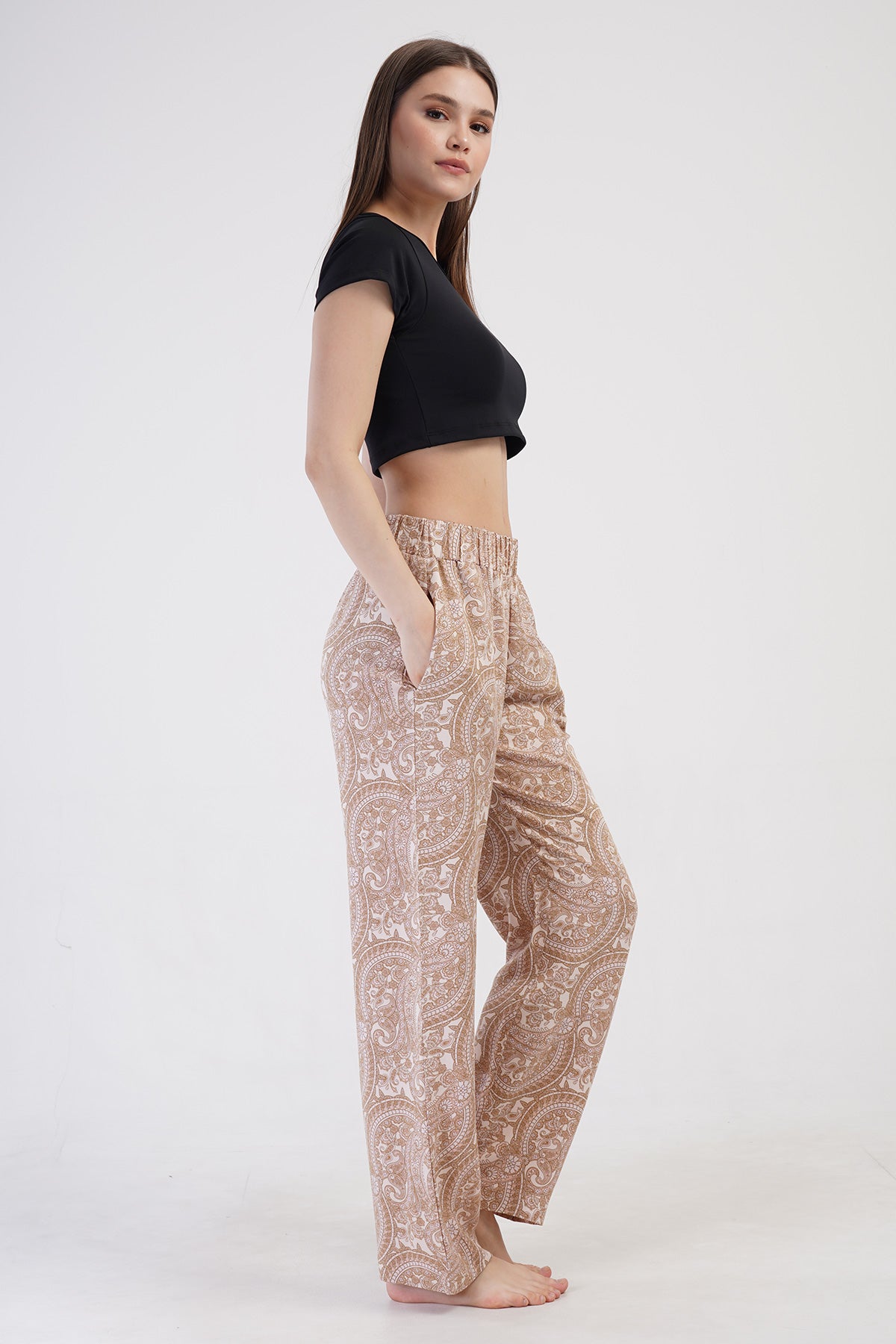 KADIN VISCON CEPLI TEK ALT PIJAMA - SOFT PINK