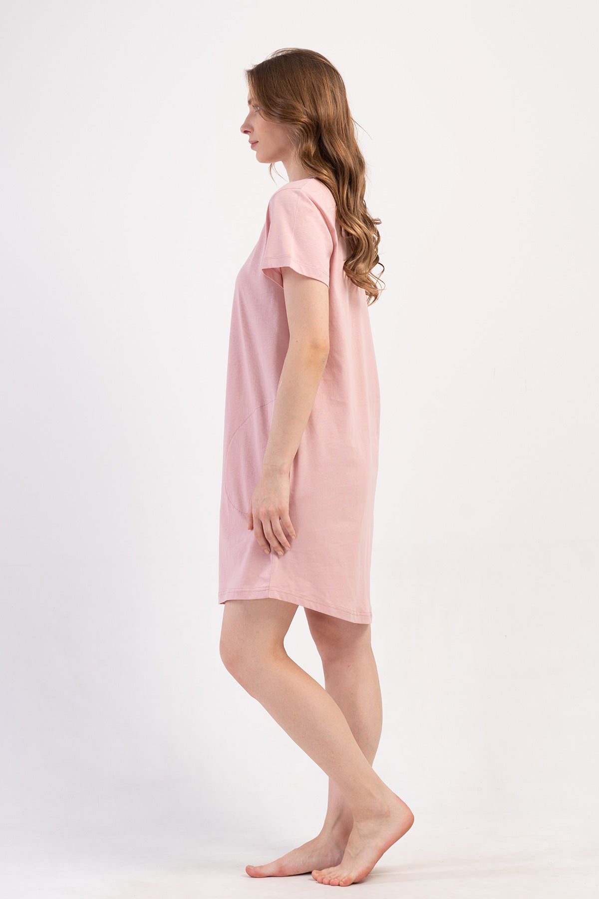 KADIN P.SUPREM XXL O YAKA KISA KOL ETEGI OVAL CEPLI TUNIK - PINK