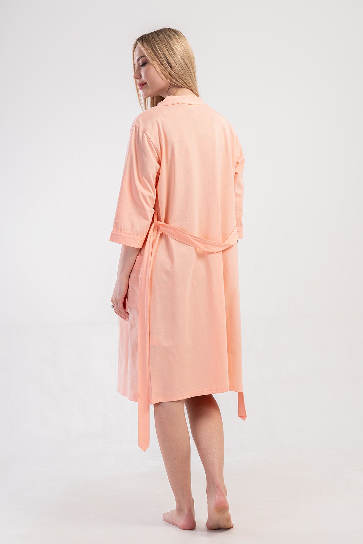 KADIN P.SUPREM CIFT PATLI KISA KOL HAMILE TUNIK+3/4 KOL CEPLI SABAHLIK TAKIM - BABY PINK