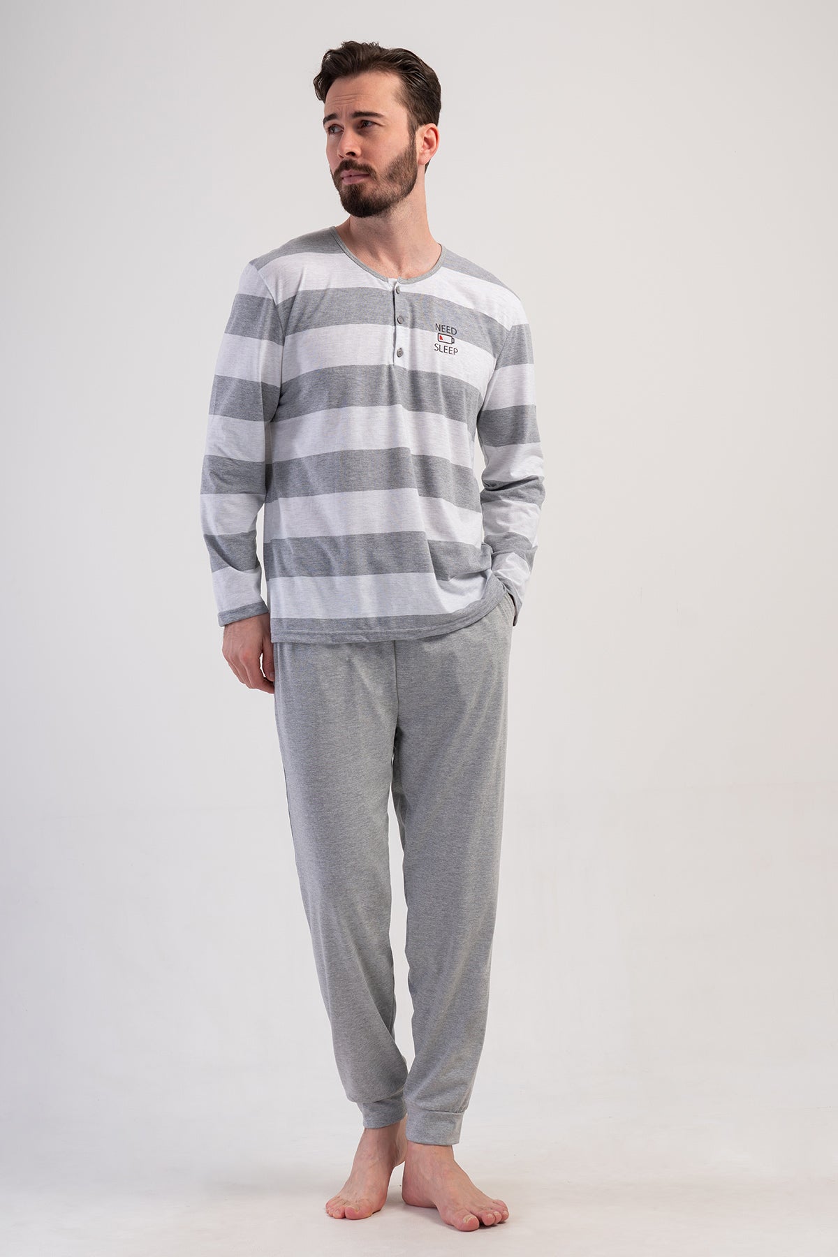 CEPLI ERKEK P.SUPREM PATLI UZUN KOL MANSETLI PIJAMA TAKIM