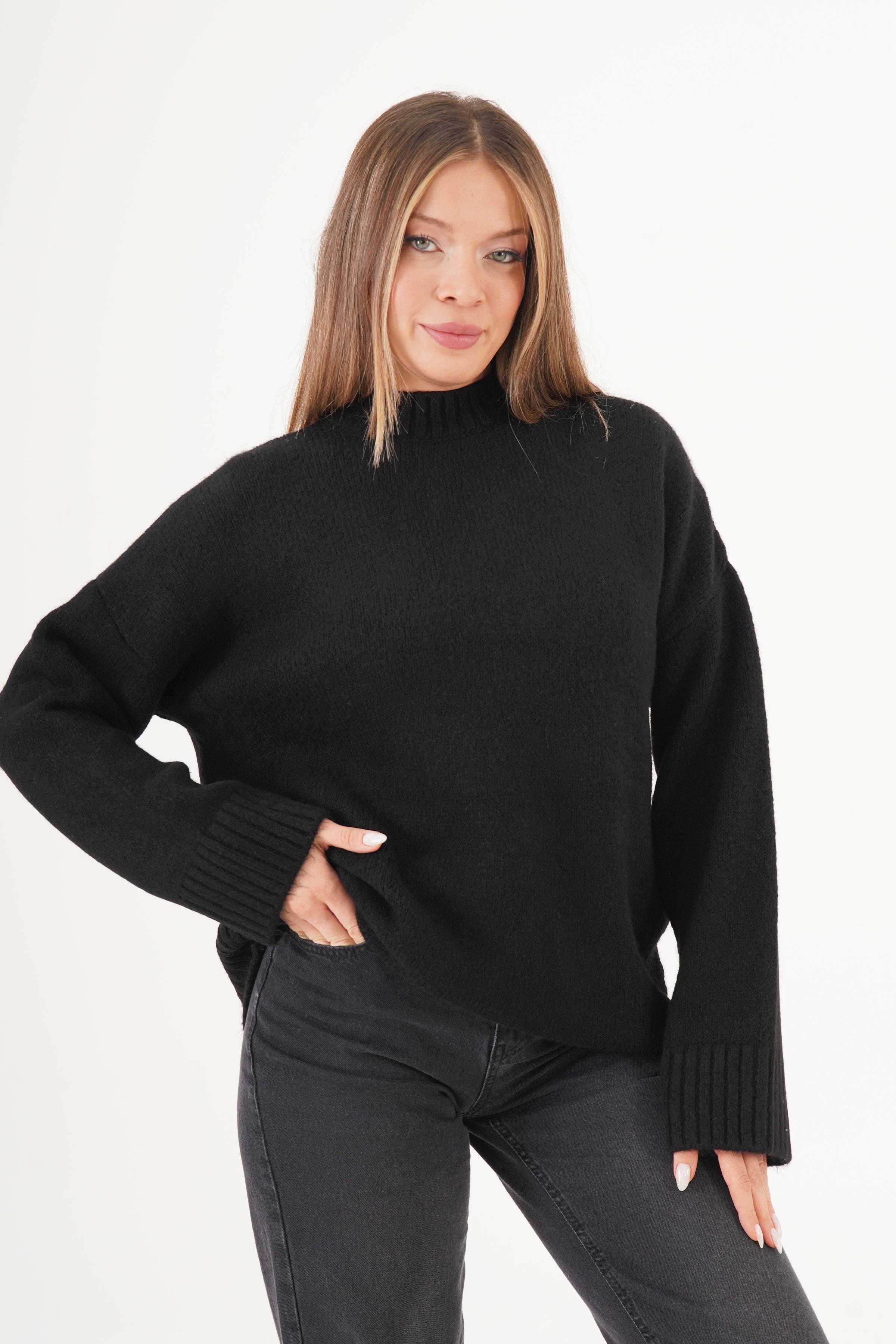 Ribana Detaylı Basic Toptan Siyah Kazak