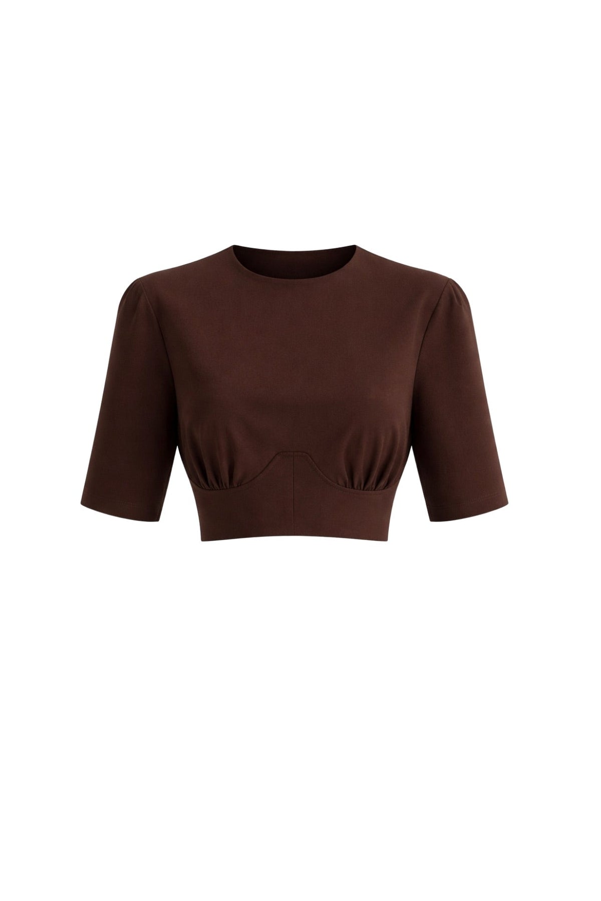 Bel Oturtmalı Crop T-Shirt - Mavi