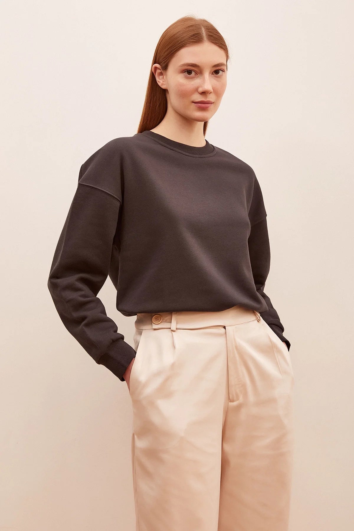 Bisiklet Yaka Sweatshirt - Antirasit