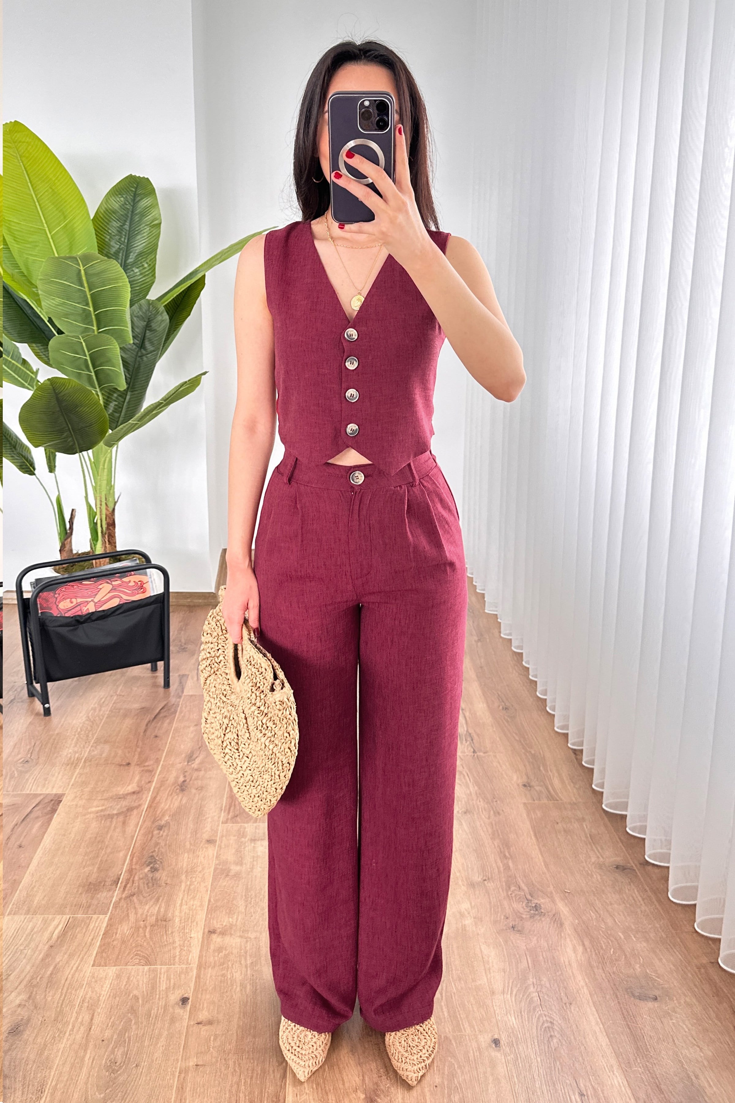Kırçıllı Desen Bordo Toptan Takım