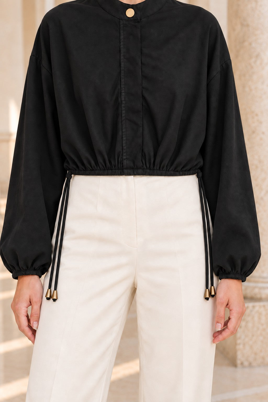 Beli Bağcıklı Crop Gömlek 6388
