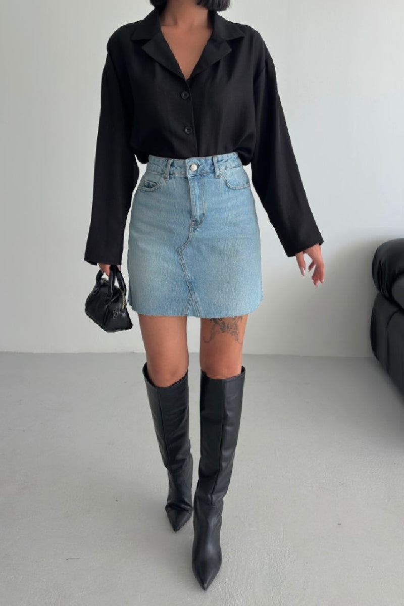 Mini Kot Etek 1040 - Buz Mavisi ve Tintli - (38-44-6) - 4