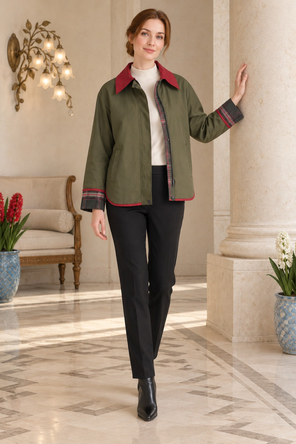Ekose Detaylı Yağmurluk 6448