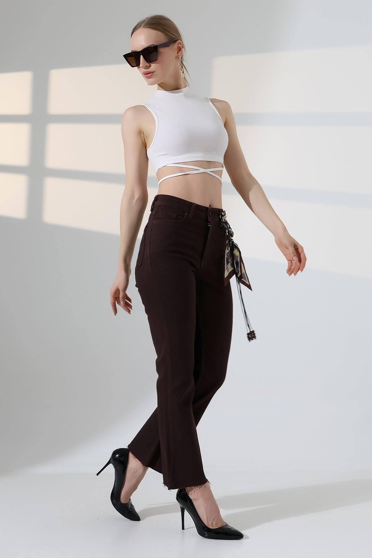 İspanyol Mom Fit Kot Pantolon 1706 - Kahverengi - (28-33) - 4