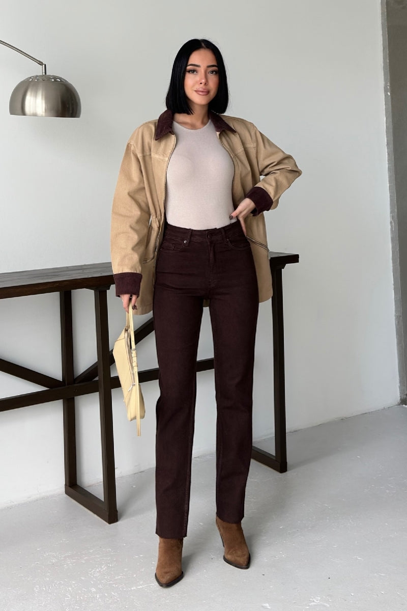 Şerit Detaylı Mom Fit Kot Pantolon 7111