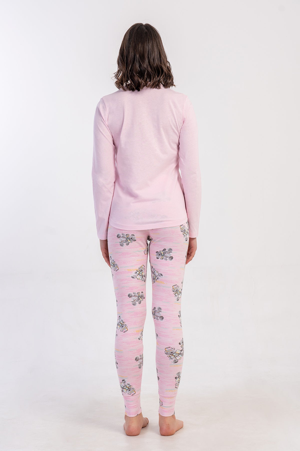 KADIN LYC SUPREM O YAKA UZUN KOL ETEGI OVAL MANSETLI TAYT PIJAMA TAKIM - PEMBE