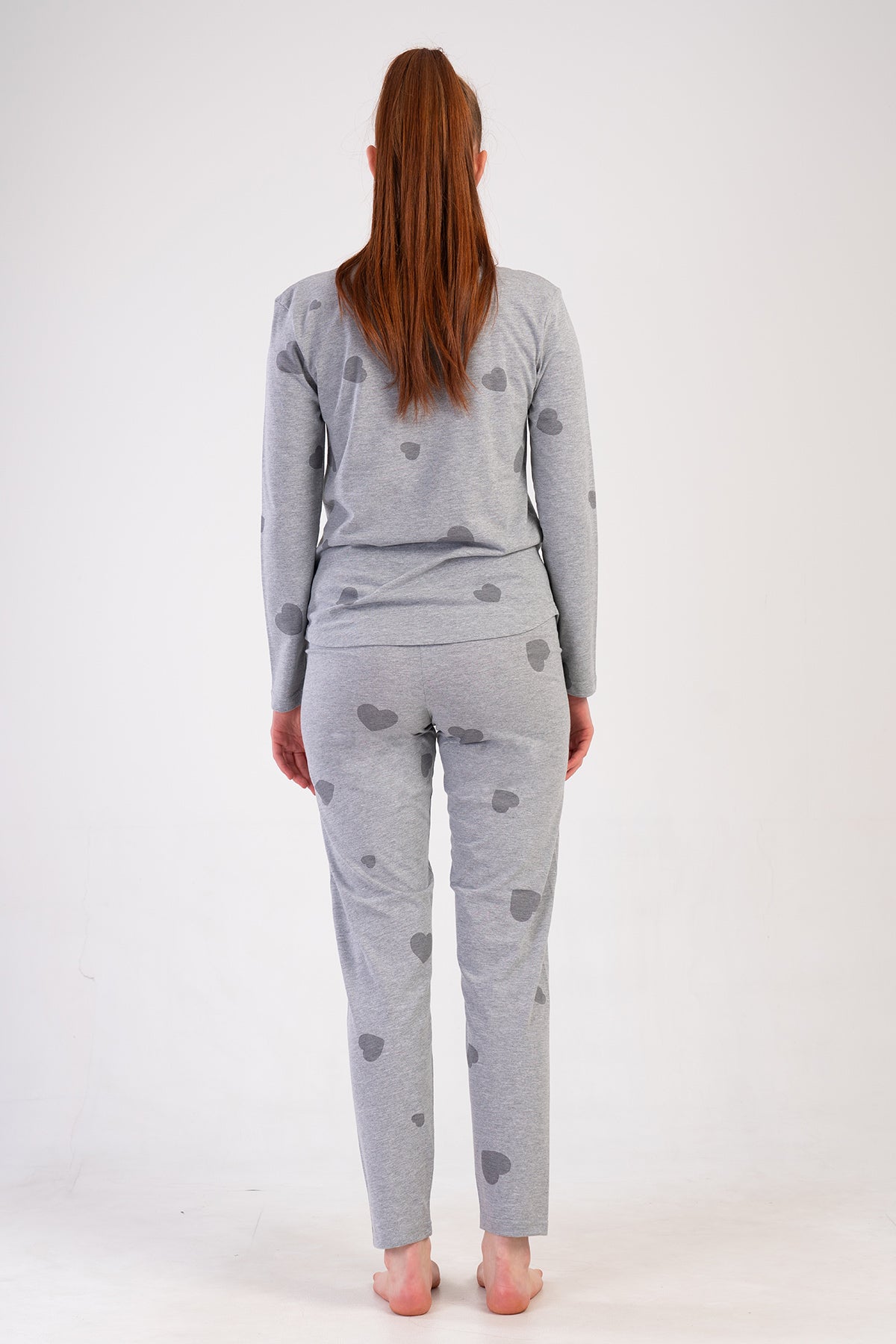 KADIN P.SUPREM O YAKA UZUN KOL ETEGI OVAL PIJAMA TAKIM - GRAY MELANGE