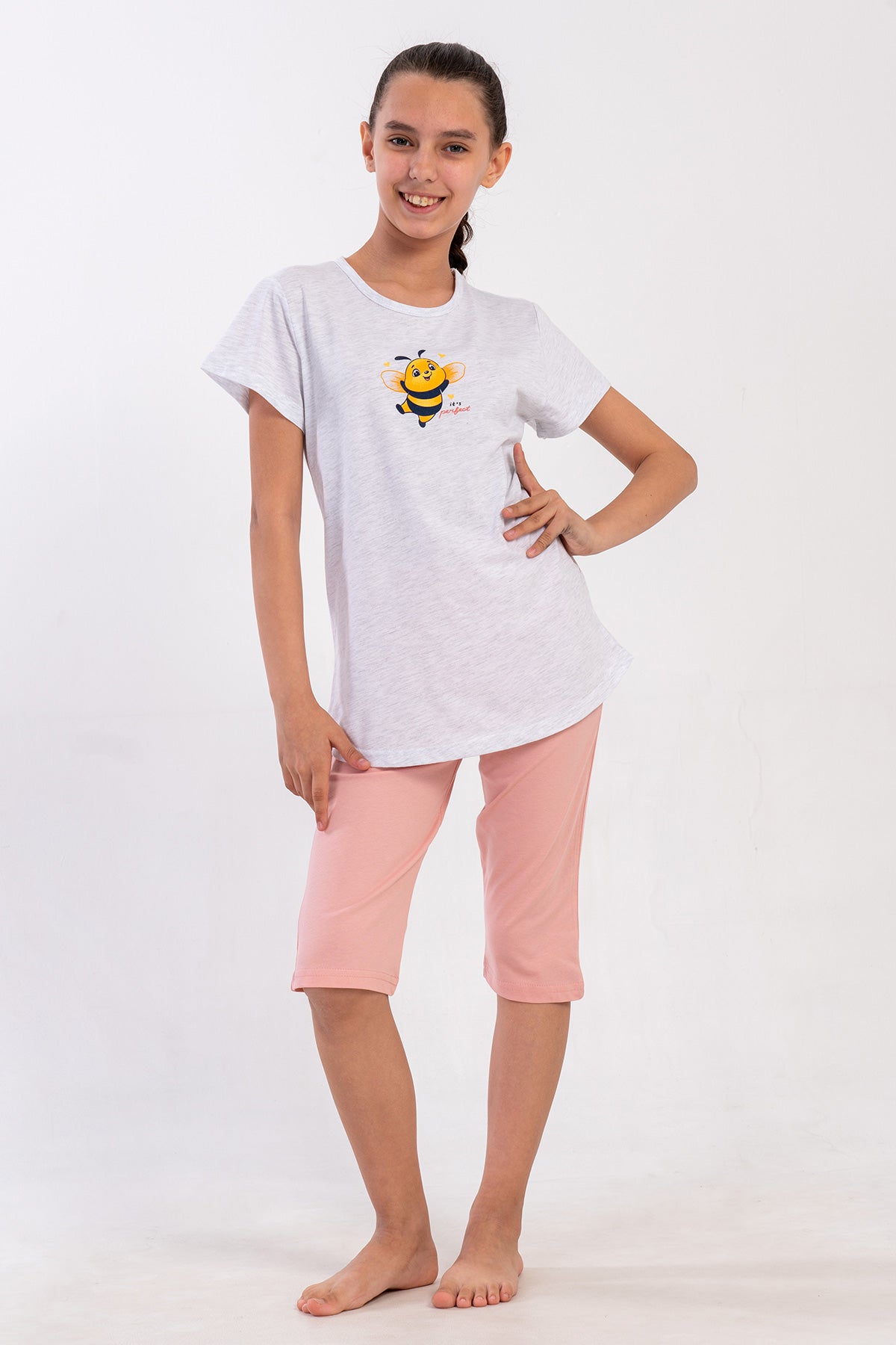KIZ COCUK P.SUPREM O YAKA KISA KOL ETEGI OVAL KAPRI TAKIM(5-6/11-12) - BABY PINK