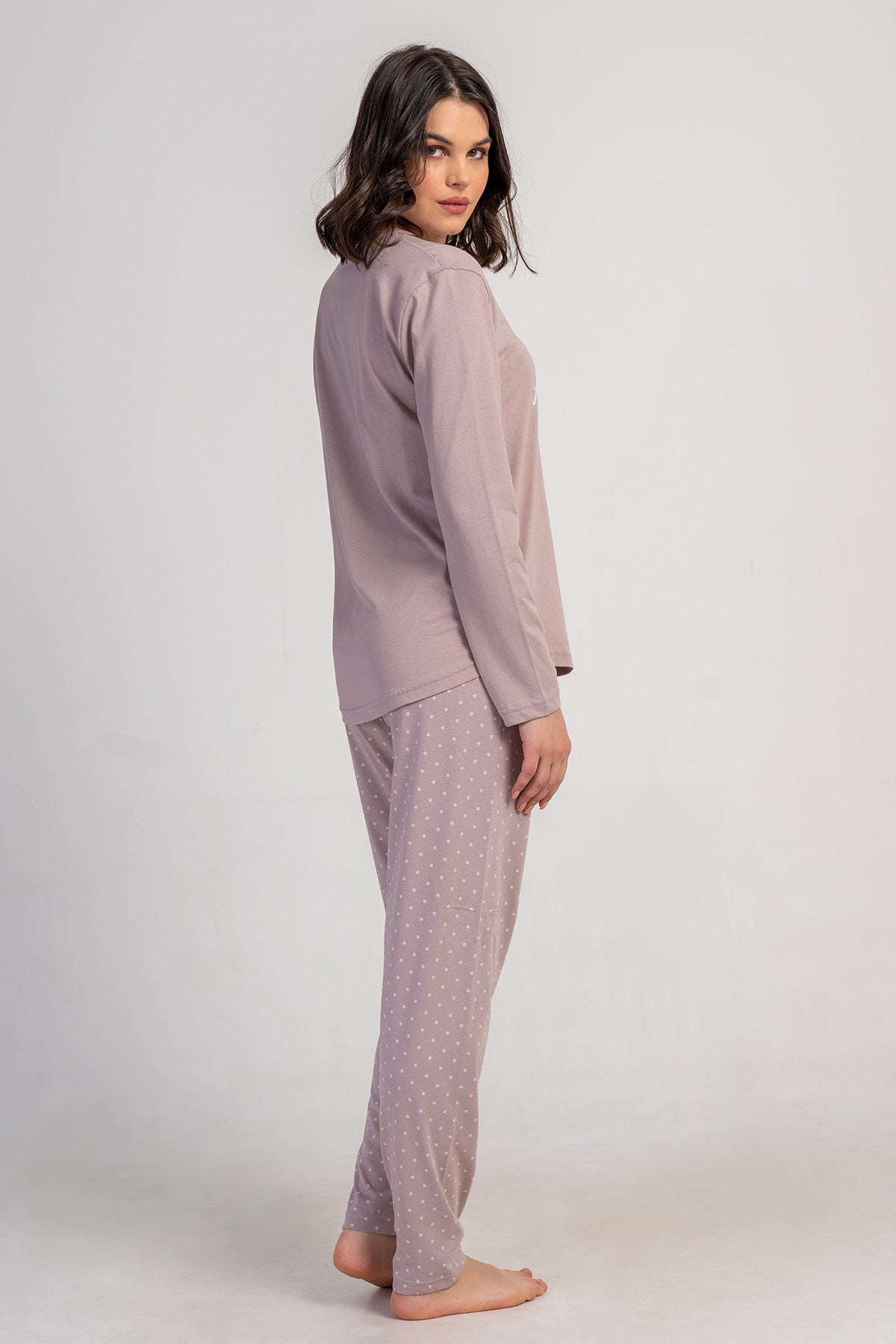 KADIN P.SUPREM XXL O YAKA UZUN KOL ETEGI OVAL PIJAMA TAKIM - A.KAHVE