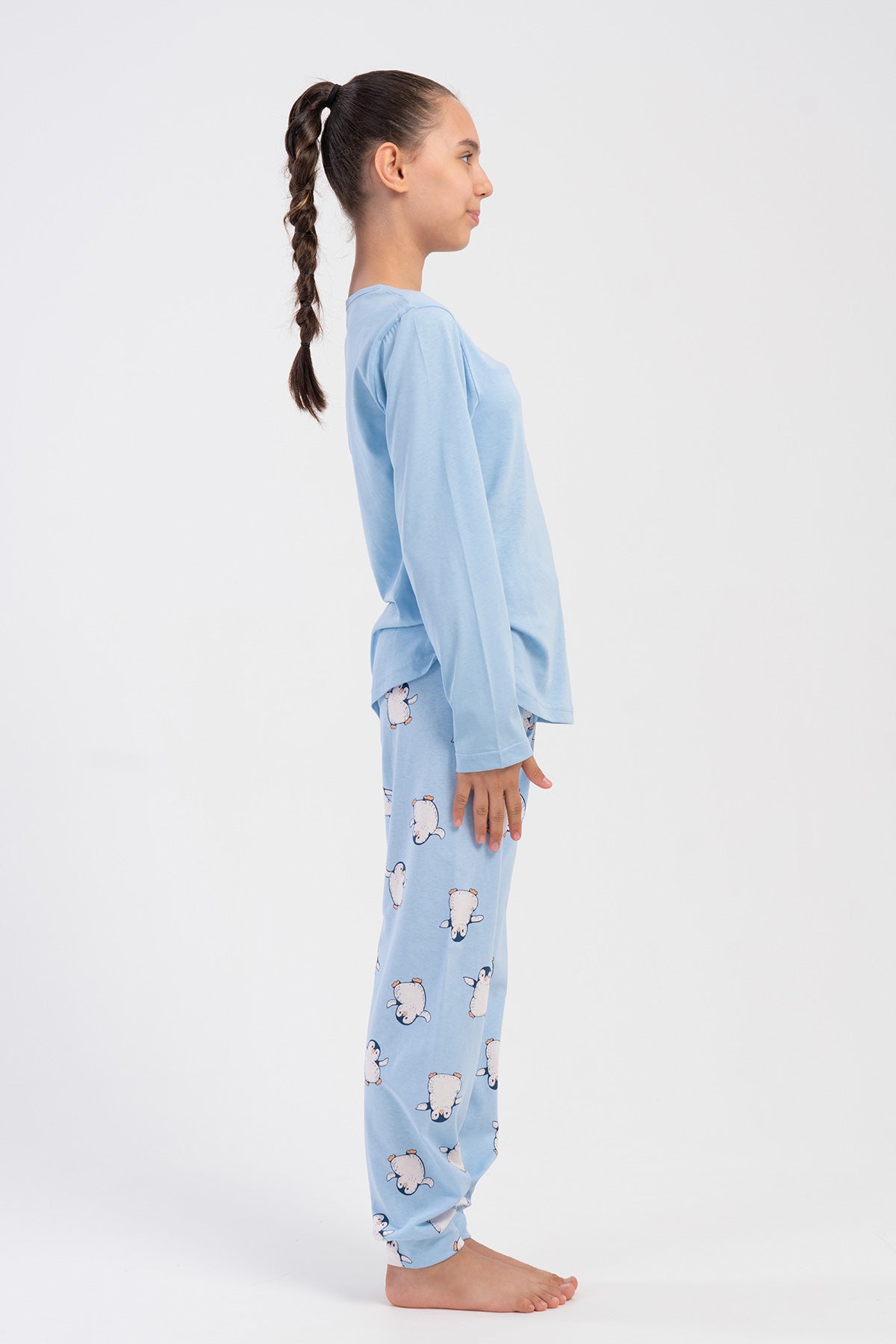 KIZ COCUK P.SUPREM O YAKA UZUN KOL ETEGI OVAL MANSETLI PIJAMA TAKIM(7/8-13/14) - MAVI