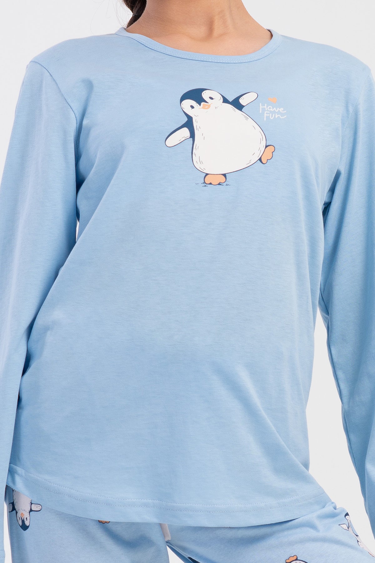 KIZ COCUK P.SUPREM O YAKA UZUN KOL ETEGI OVAL MANSETLI PIJAMA TAKIM(7/8-13/14) - MAVI