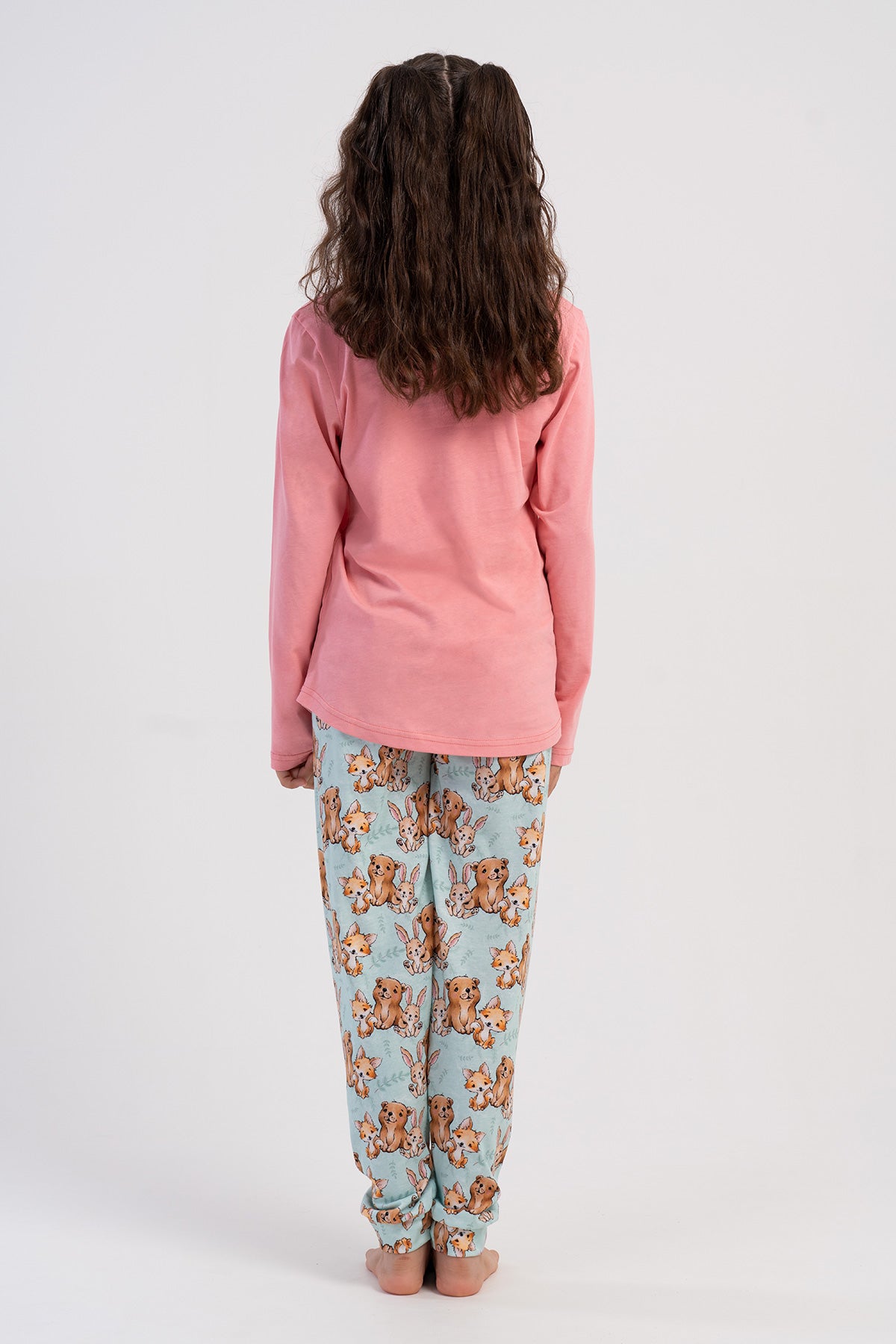 KIZ COCUK P.SUPREM O YAKA UZUN KOL ETEGI OVAL MANSETLI PIJAMA TAKIM(7-8/13-14) - PEMBE