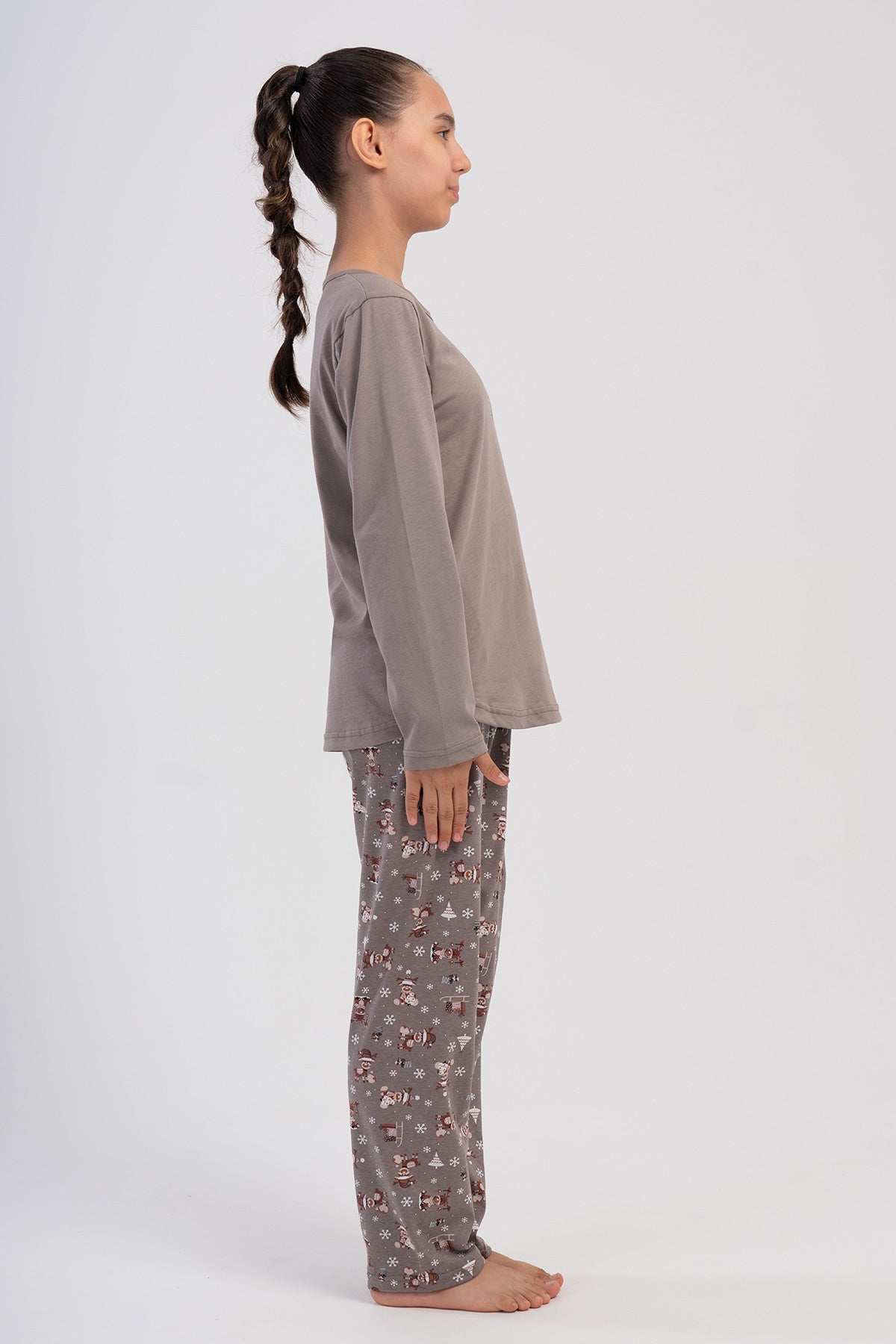 KIZ COCUK P.SUPREM O YAKA UZUN KOL ETEGI OVAL PIJAMA TAKIM(5-6/13-14) - BEJ