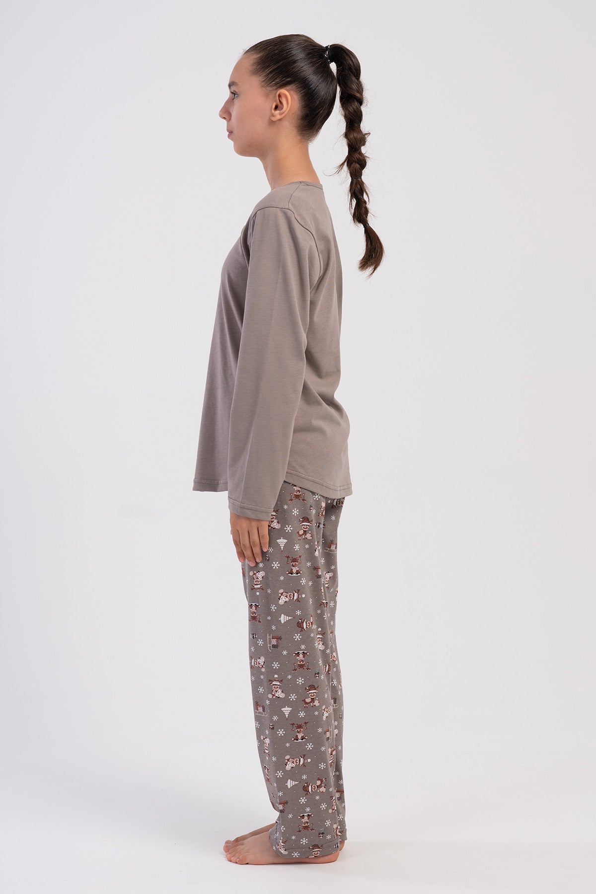 KIZ COCUK P.SUPREM O YAKA UZUN KOL ETEGI OVAL PIJAMA TAKIM(5-6/13-14) - BEJ