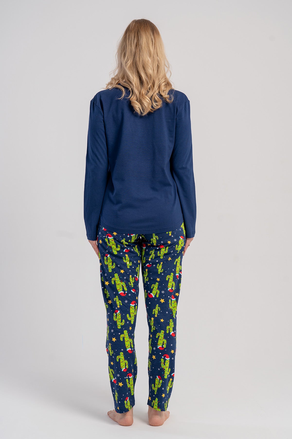KADIN P.SUPREM O YAKA UZUN KOL ETEGI OVAL PIJAMA TAKIM - Y.LACIVERT
