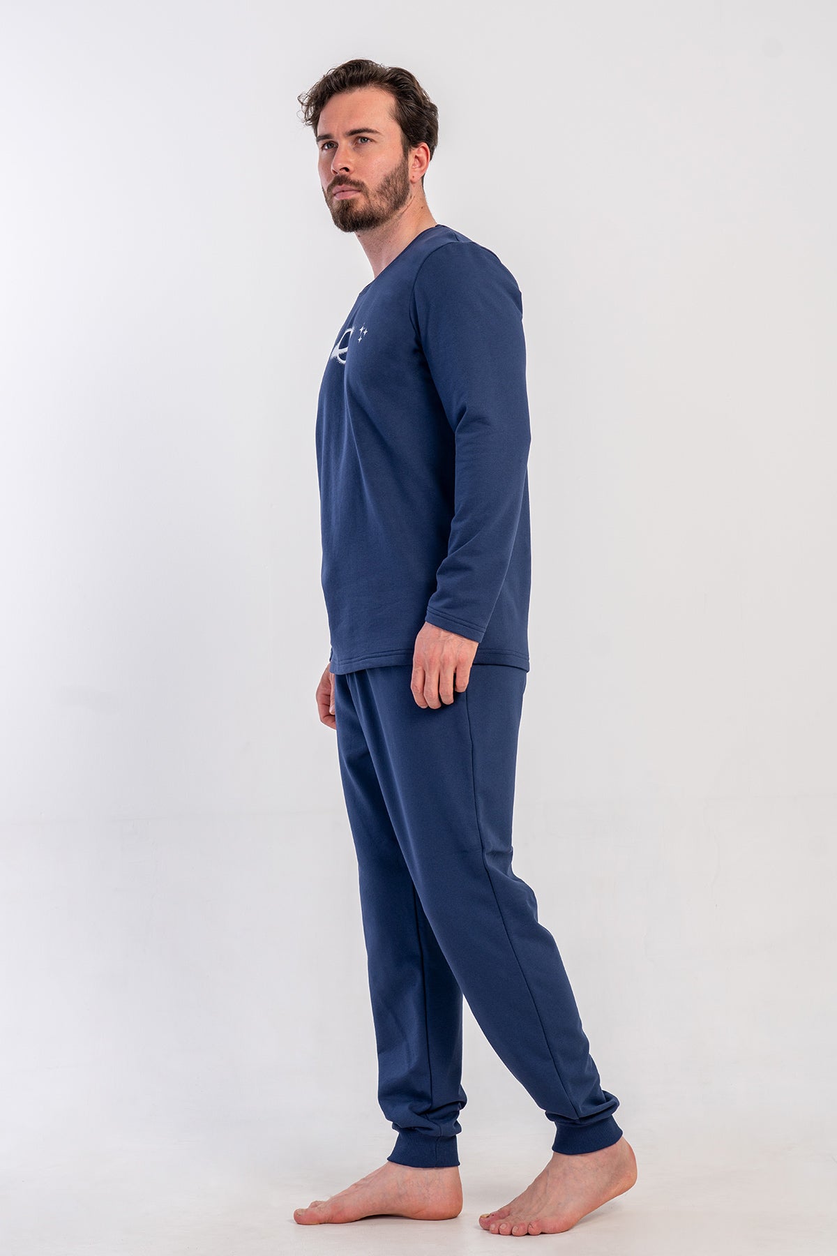 CEPLI ERKEK 2IPLIK O YAKA UZUN KOL MANSETLI PIJAMA TAKIM