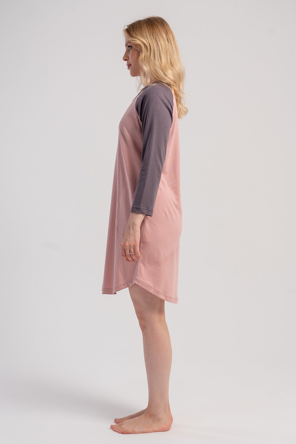 KADIN P.SUPREM 7/8 REGLAN KOL ETEGI OVAL CEPLI TUNIK - PINK