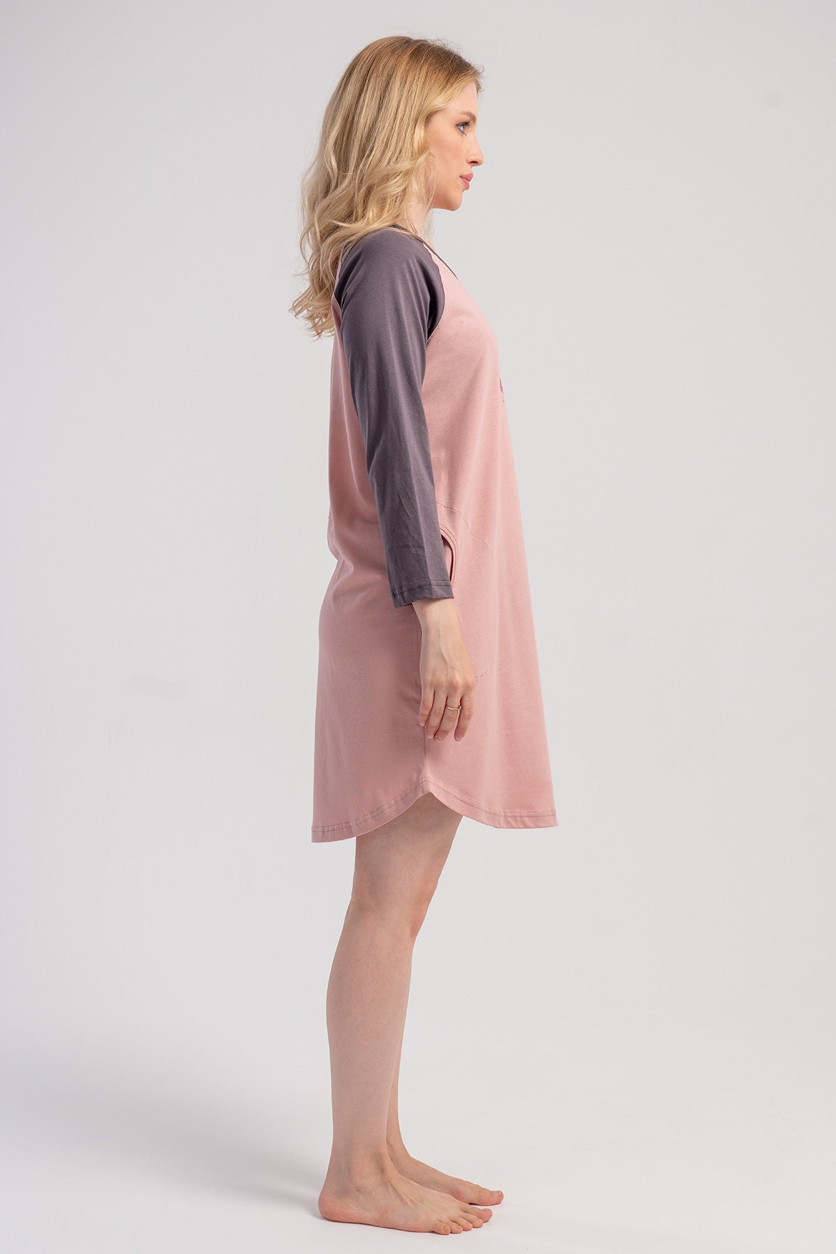 KADIN P.SUPREM 7/8 REGLAN KOL ETEGI OVAL CEPLI TUNIK - PINK