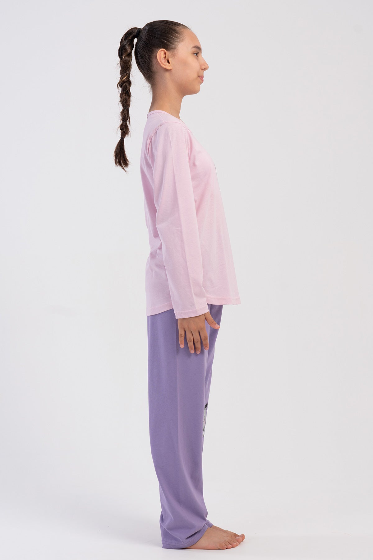 KIZ COCUK P.SUPREM O YAKA UZUN KOL ETEGI OVAL PIJAMA TAKIM(9/10-15/16) - LEYLAK