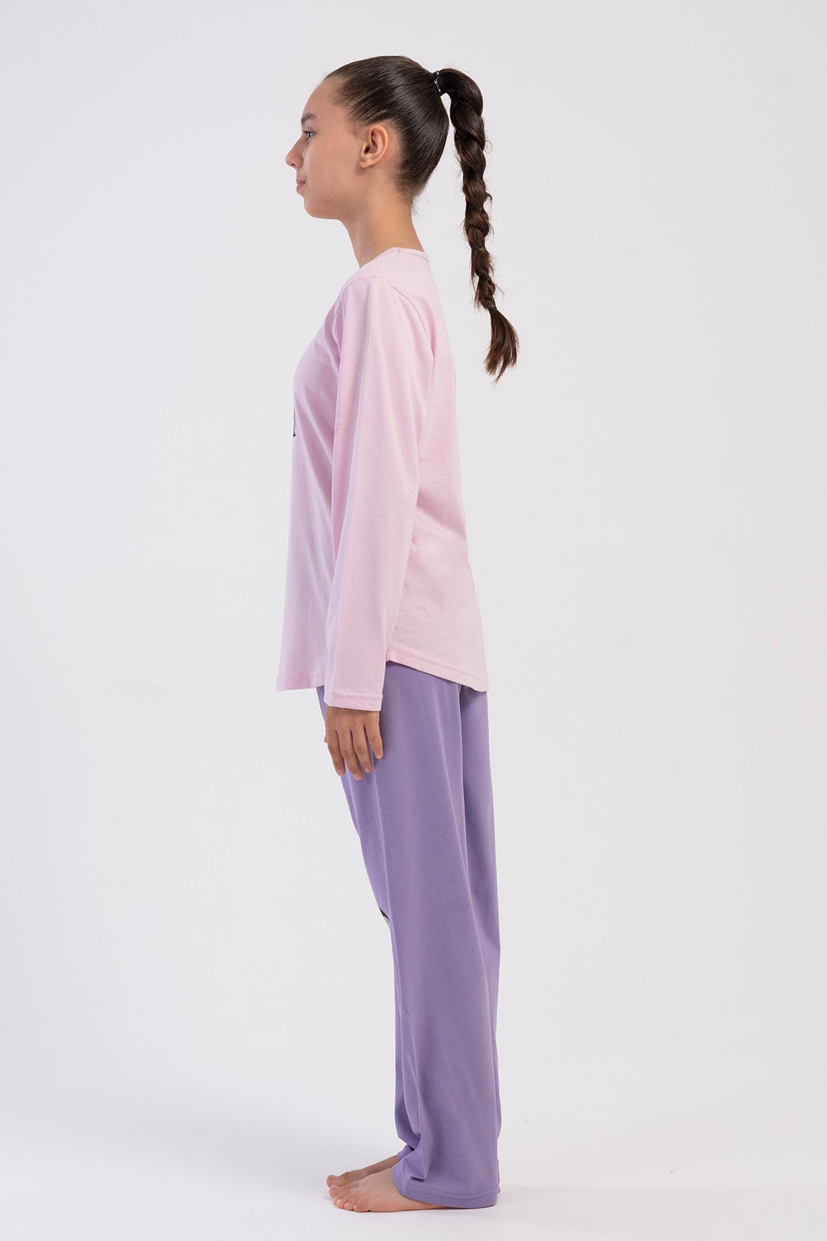 KIZ COCUK P.SUPREM O YAKA UZUN KOL ETEGI OVAL PIJAMA TAKIM(9/10-15/16) - LEYLAK