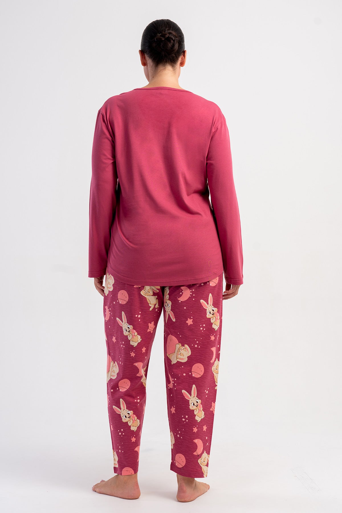 KADIN P.SUPREM XXL O YAKA UZUN KOL ETEGI OVAL PIJAMA TAKIM - GULKURUSU