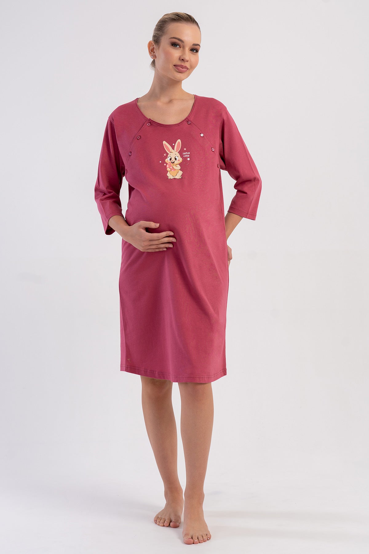 KADIN P.SUPREM CIFT PATLI 3/4KOL HAMILE TUNIK - GULKURUSU