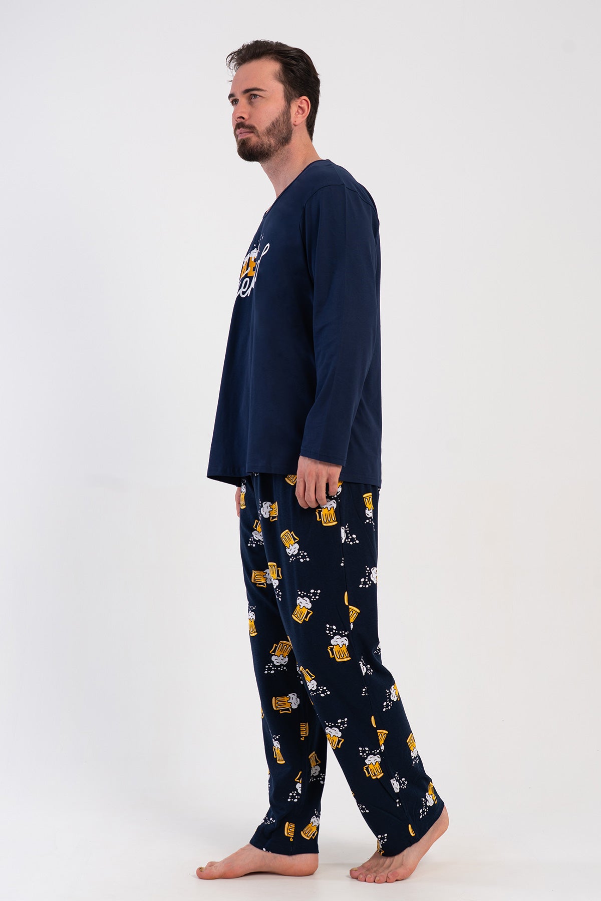 CEPLI ERKEK P.SUPREM XXL O YAKA UZUN KOL PIJAMA TAKIM - Y.LACIVERT