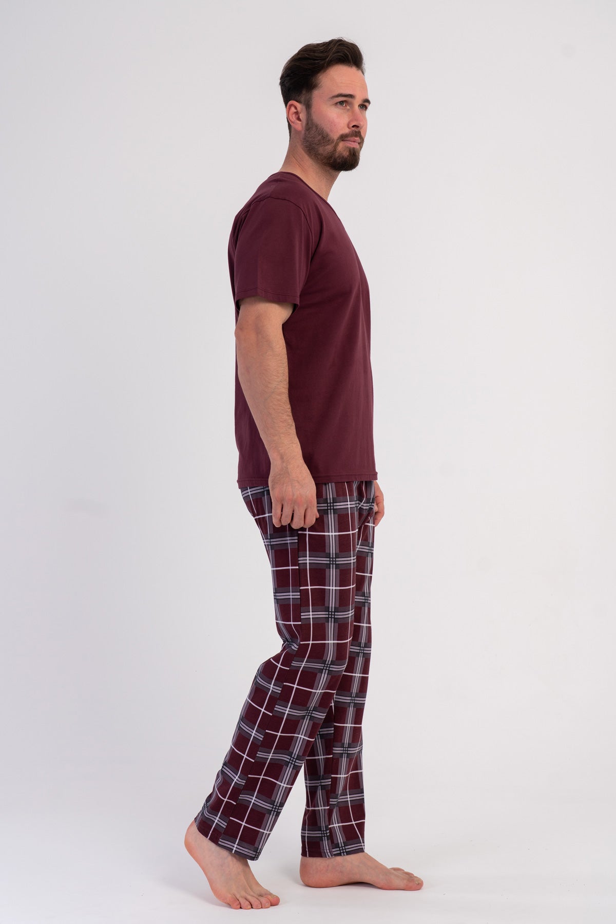 CEPLI ERKEK P.SUPREM XXL V YAKA KISA KOL PIJAMA TAKIM - BORDO