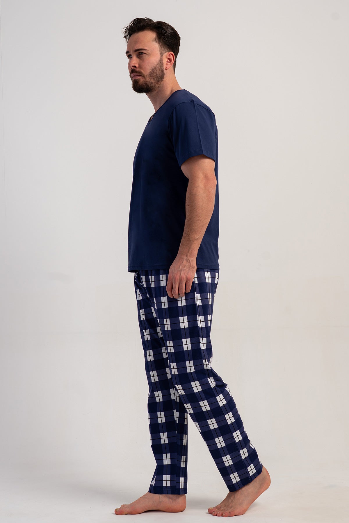 CEPLI ERKEK P.SUPREM XXL V YAKA KISA KOL PIJAMA TAKIM - LACIVERT
