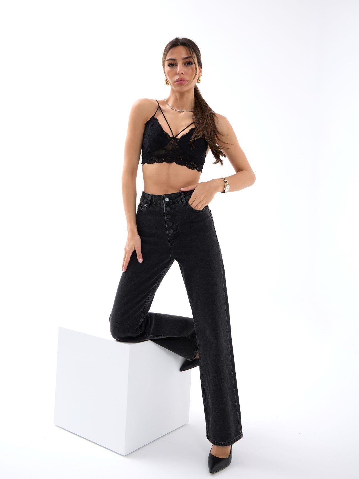 5171 DENİM BUTTONED WIDE KEG-FÜME
