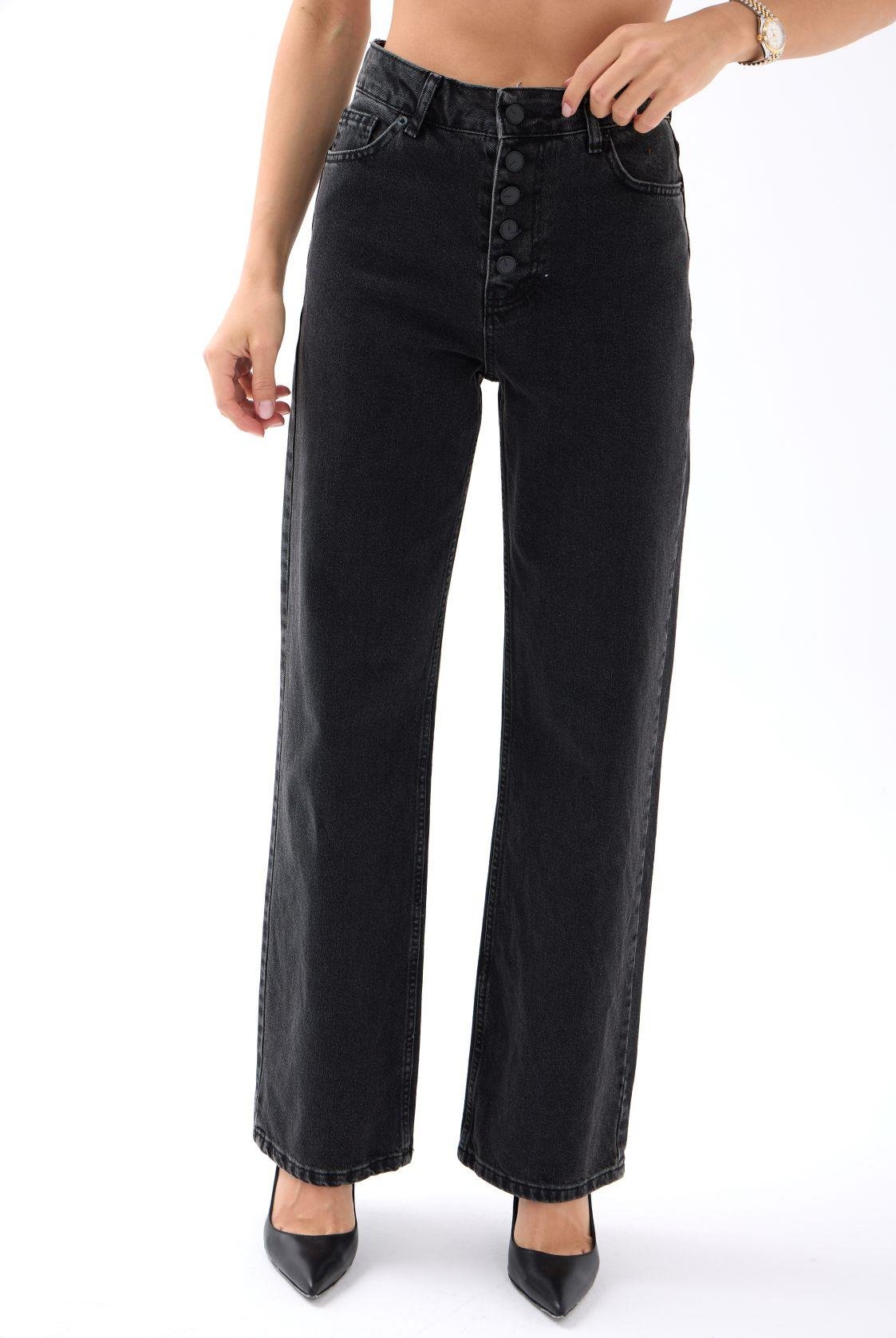 5171 DENİM BUTTONED WIDE KEG-FÜME