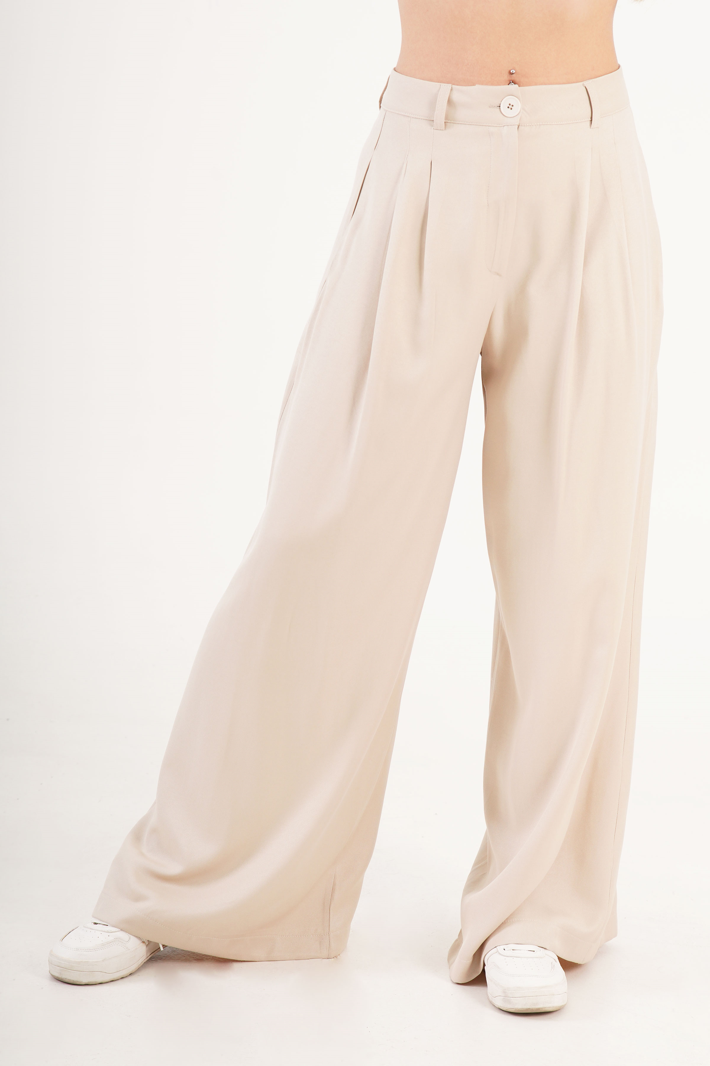 Piliseli Çift Cepli Salaş Toptan Bej Pantolon