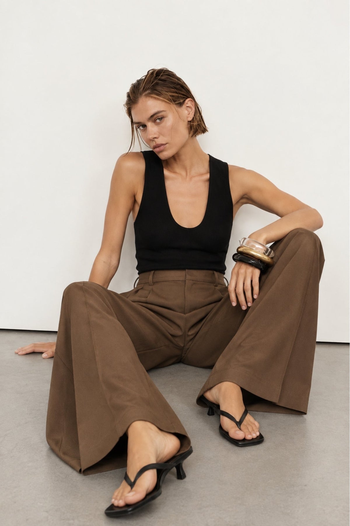 Bel Lastik Detay Pileli Basic Pantolon - Siyah