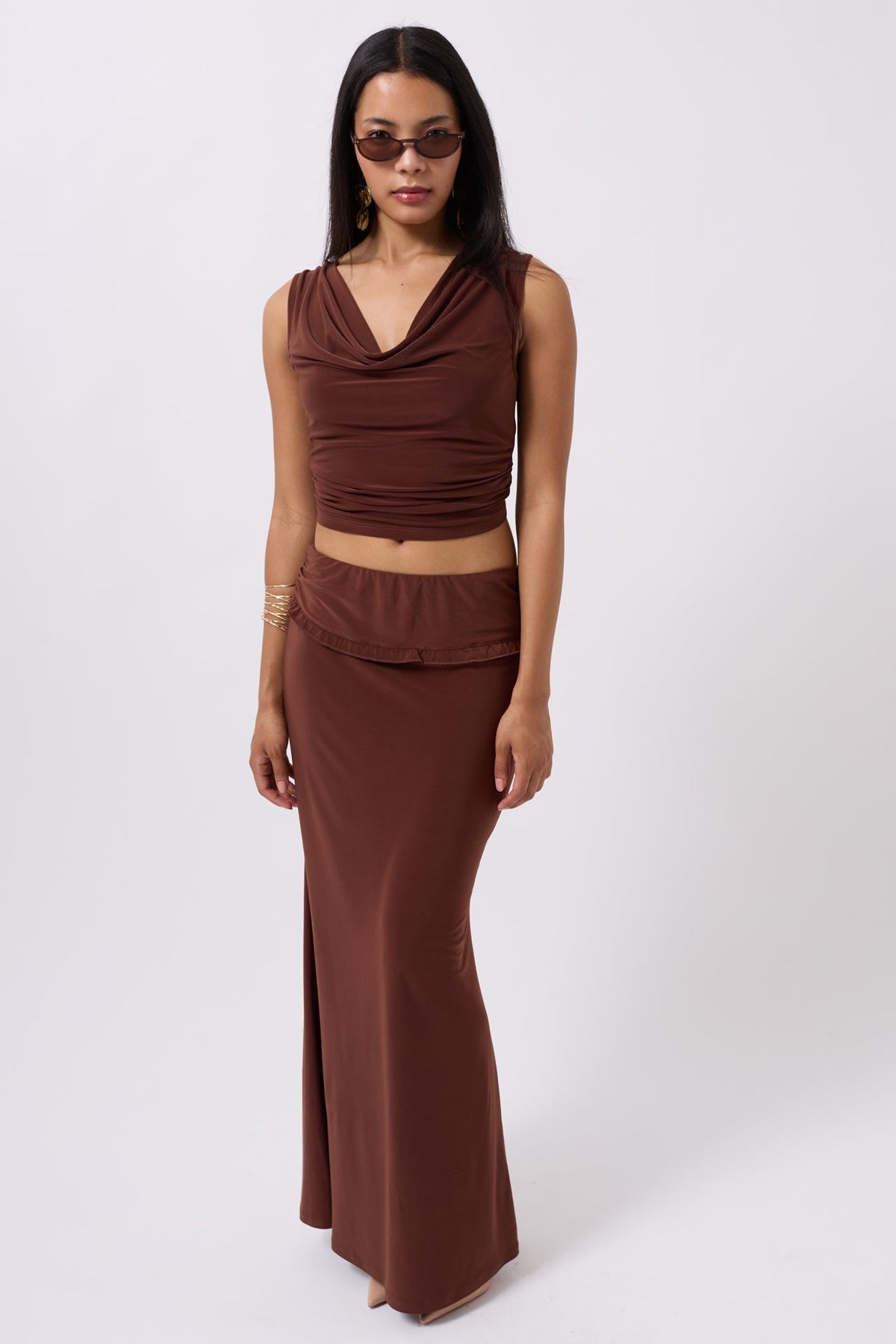 Degaje Yaka Crop - Kahverengi