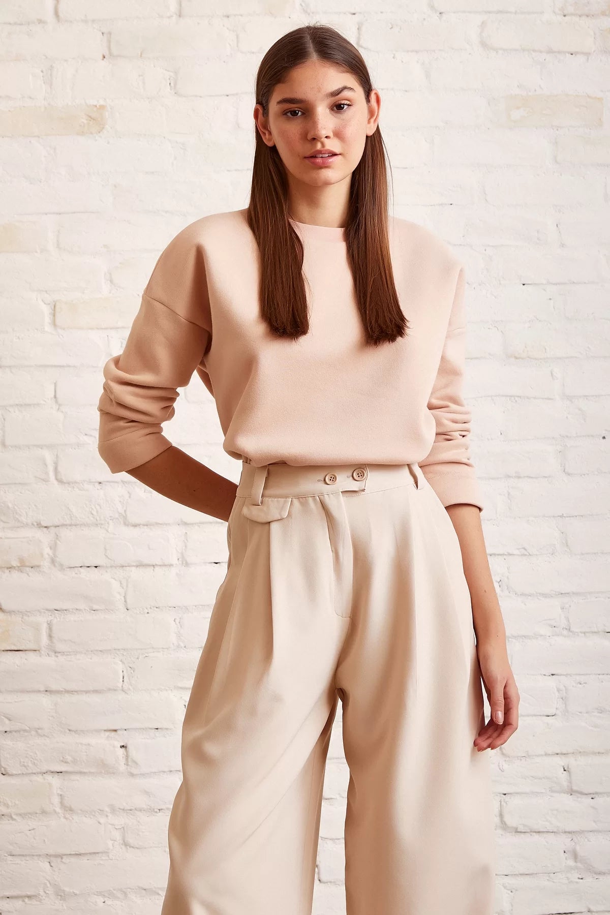 Bisiklet Yaka Oversize Sweatshirt - Somon