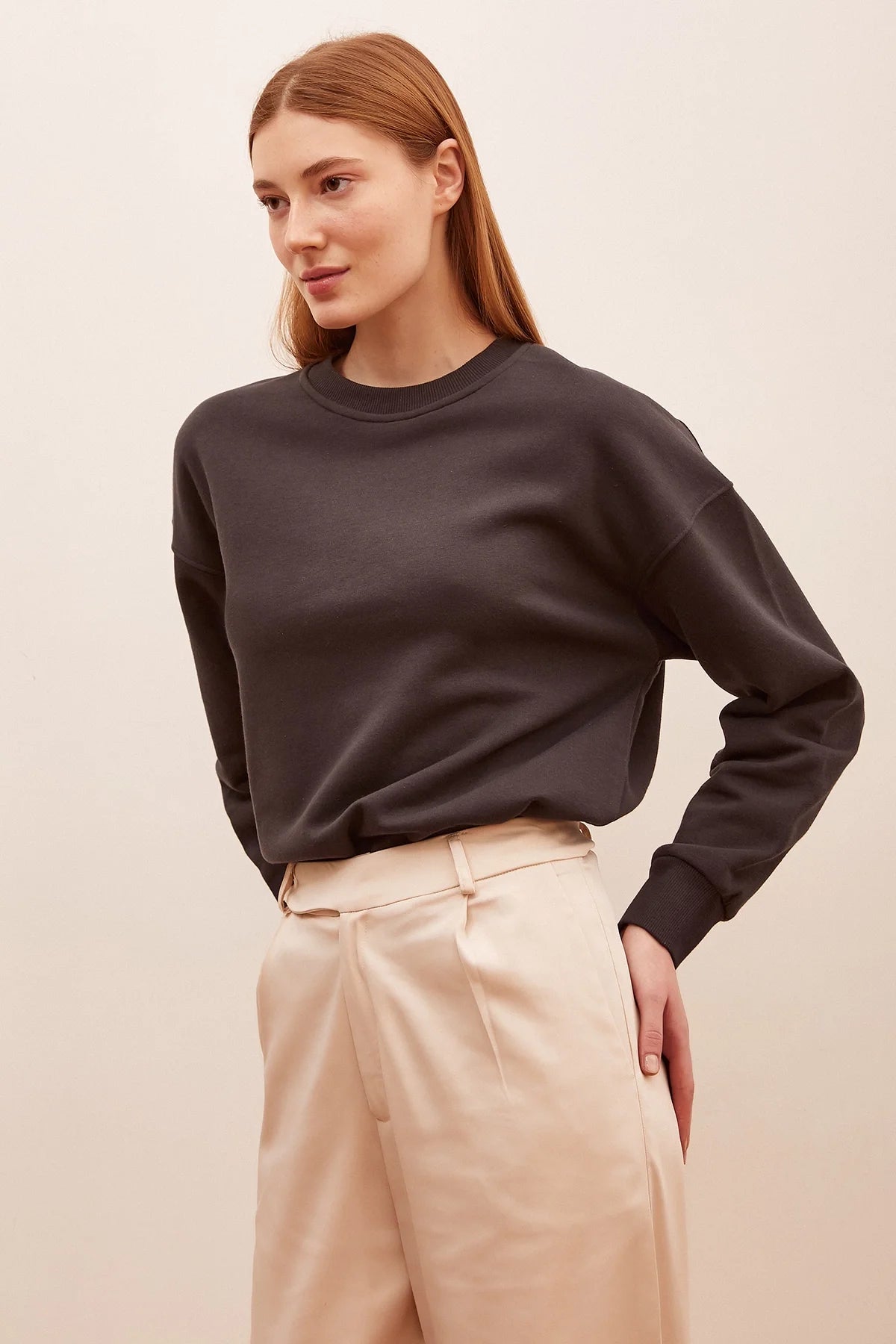 Bisiklet Yaka Sweatshirt - Antirasit
