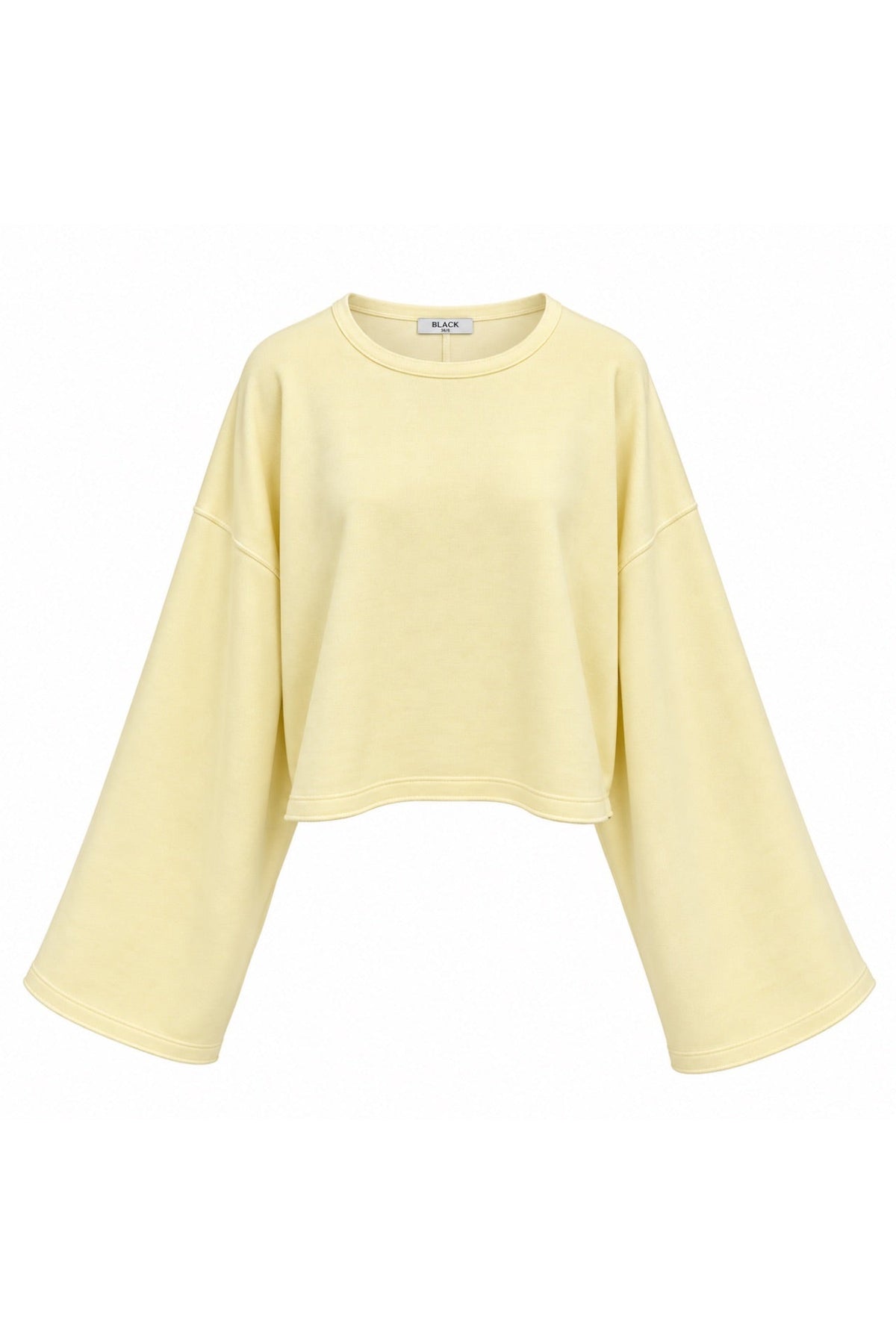 Geniş Kol Bisiklet Yaka Basic Sweatshirt - Sarı