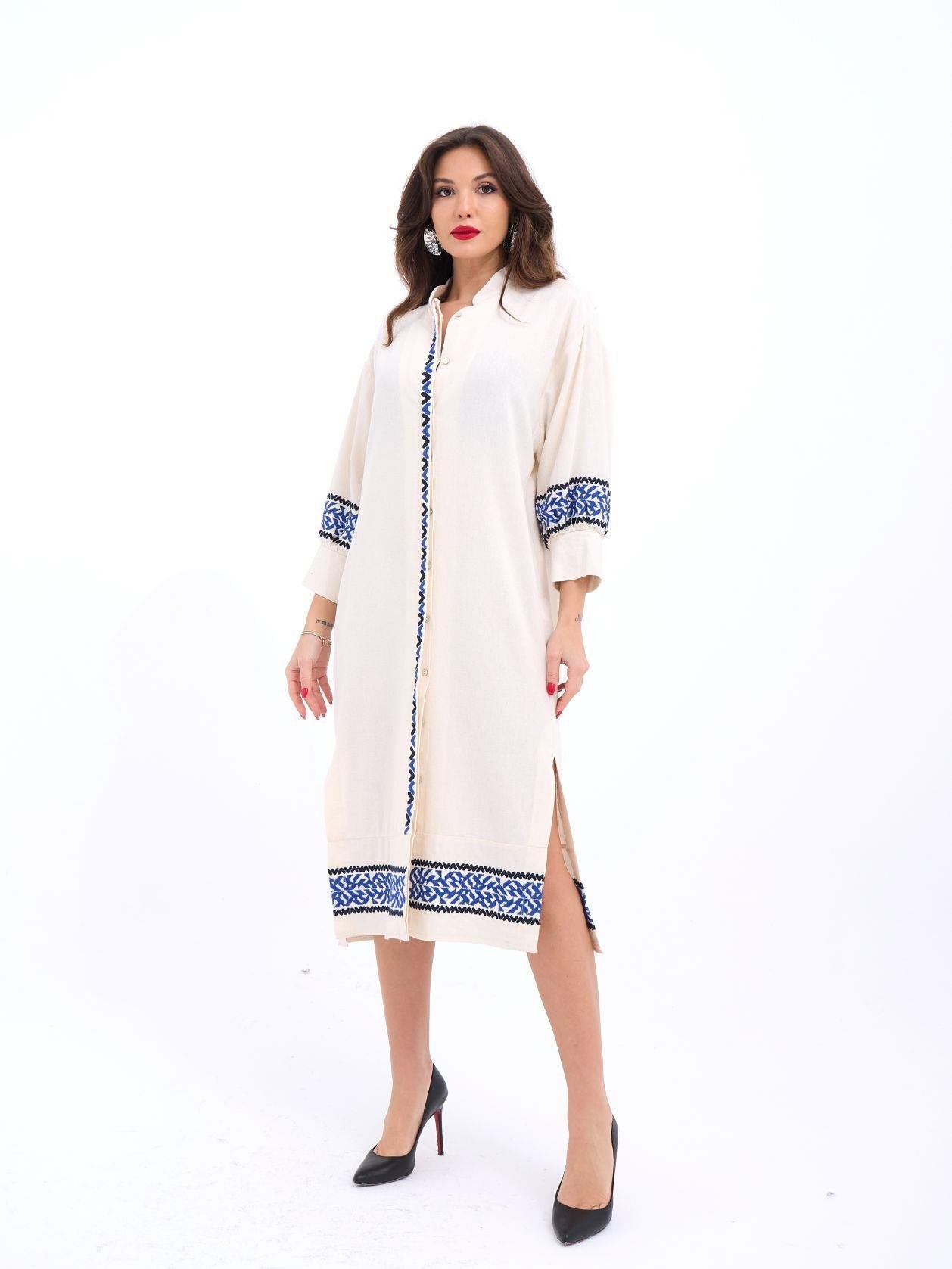 5758 ELBİSE-KREM-SAX KREM-SAX L