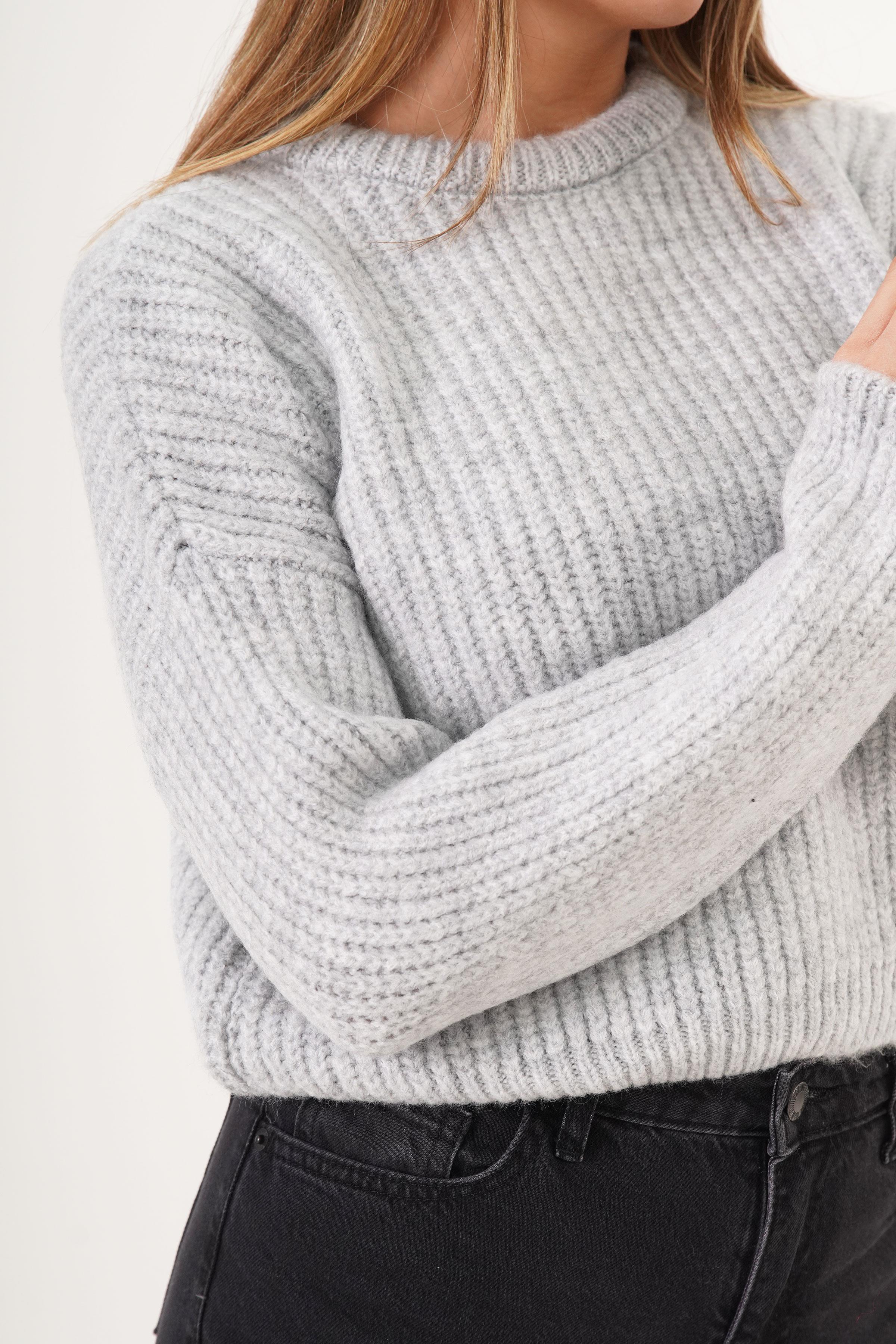 Bisiklet Yaka Basic Toptan Gri Kazak