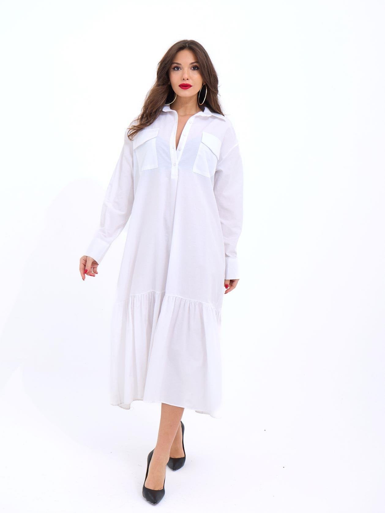 5855 ELBİSE-BEYAZ BEYAZ L