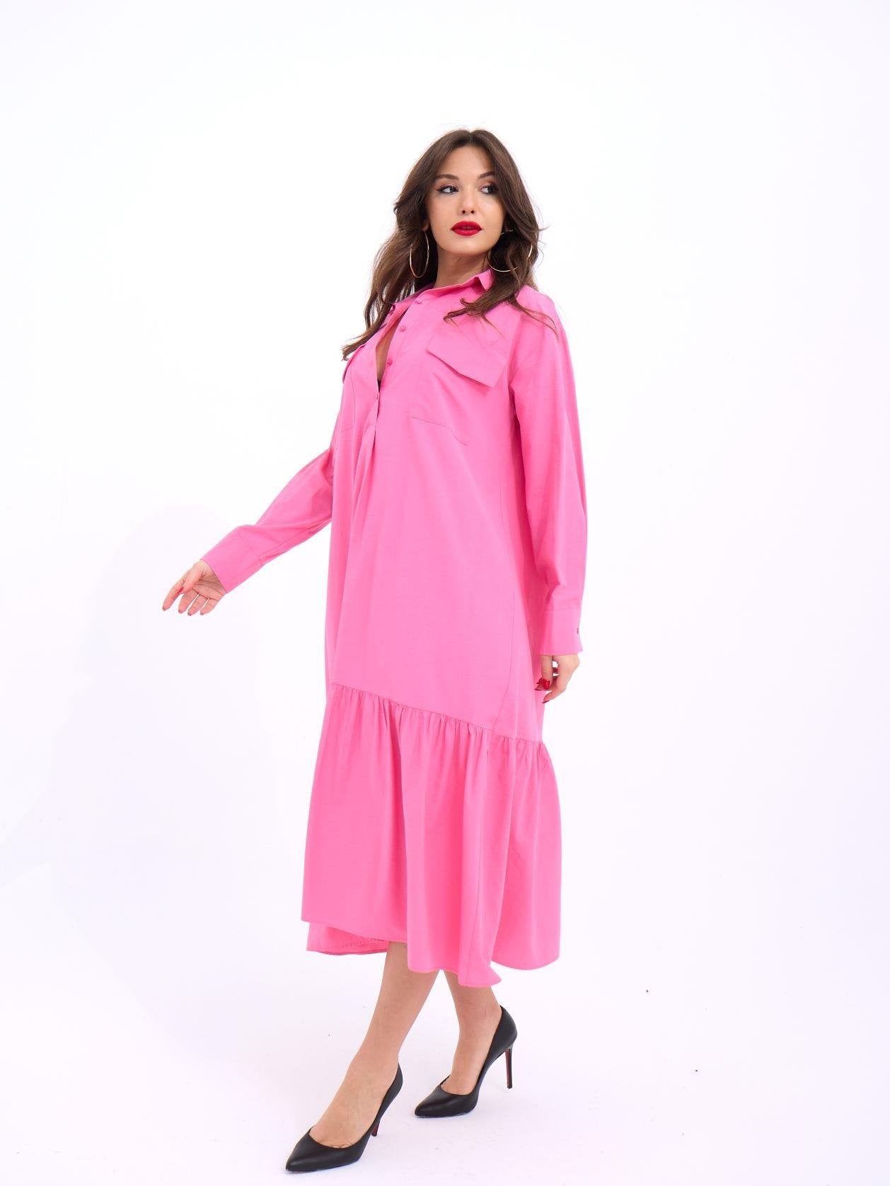 5855 ELBİSE-PEMBE PEMBE L