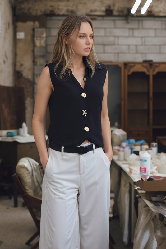 Düğme Detay Yelek 1562