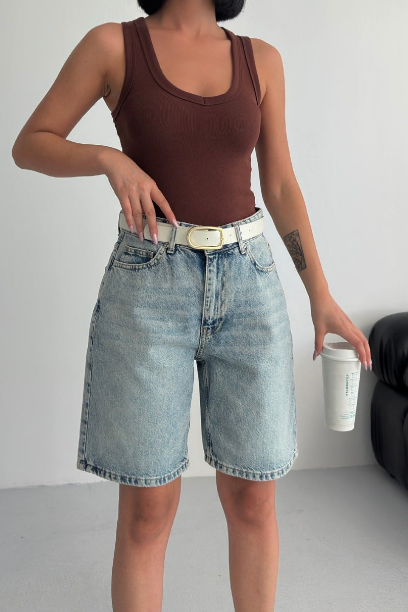 Orta Boy Kot Şort 2001 - Açık Mavi ve Tintli - (36-42-6-2) - 5